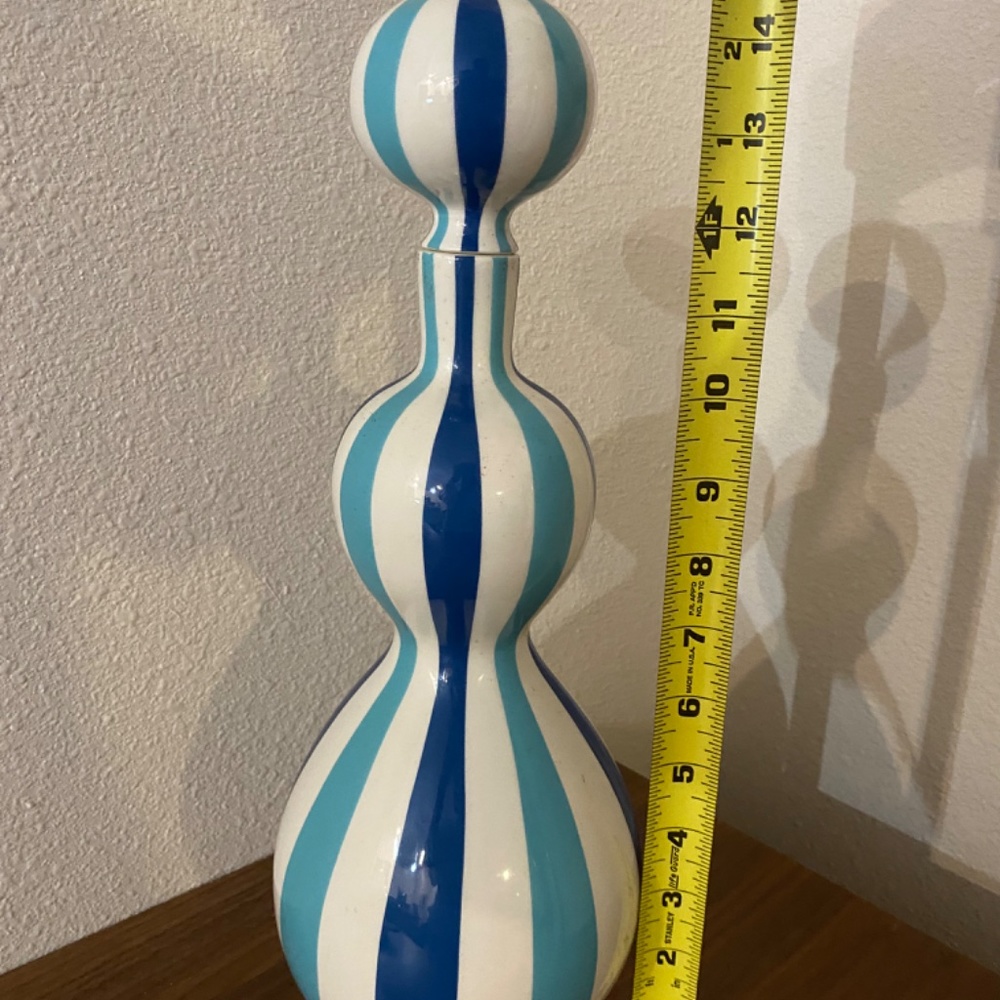 Jonathan Adler decanter vase  Blue turquoise stripe - Picture 7 of 9